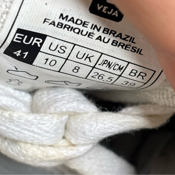 Veja V-12 Sneakers Women’s Size 10 White Pink Vegan Leather Lace Up Retro - Picture 11 of 12